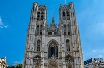 的大教堂迈克尔和古杜拉中世纪的天主教大教堂布鲁塞尔比利时一个的最好的例子漂白亚麻布哥特体系结构
