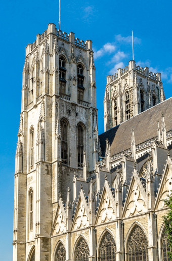 的大教堂迈克尔和古杜拉中世纪的天主教大教堂布鲁塞尔比利时一个的最好的例子漂白亚麻布<strong>哥特</strong>体系结构