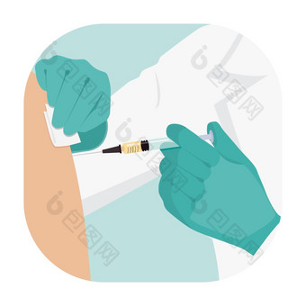 医生接种疫苗病人使用注射器向量插图为医疗出版物免疫接种和疫苗接种感染和细菌疾病运动人对疾病医生接种疫苗病人使用注射器向量插图图片