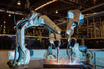 <strong>工业</strong>机器人是测试运行新程序汽车工厂
