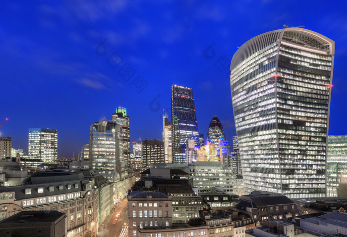 升高视图的金融区伦敦