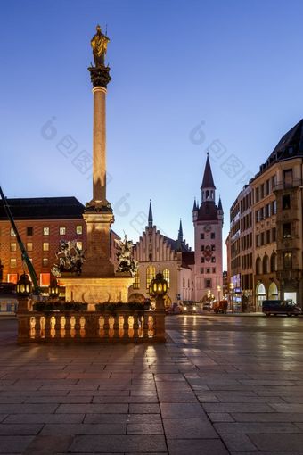 老小镇大厅和玛利亚广场的早....慕尼黑巴伐利亚德国