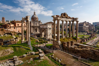 罗马论坛论坛罗马和废墟septimius西弗勒斯拱和土星寺庙罗马意大利