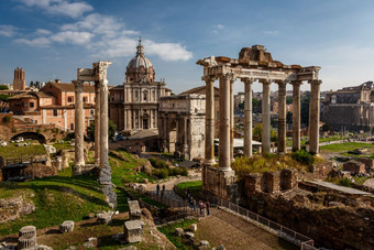罗马<strong>论坛论坛</strong>罗马和废墟septimius西弗勒斯拱和土星寺庙罗马意大利