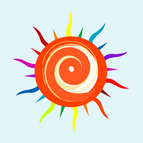 画太阳图标色彩斑斓的太阳图标