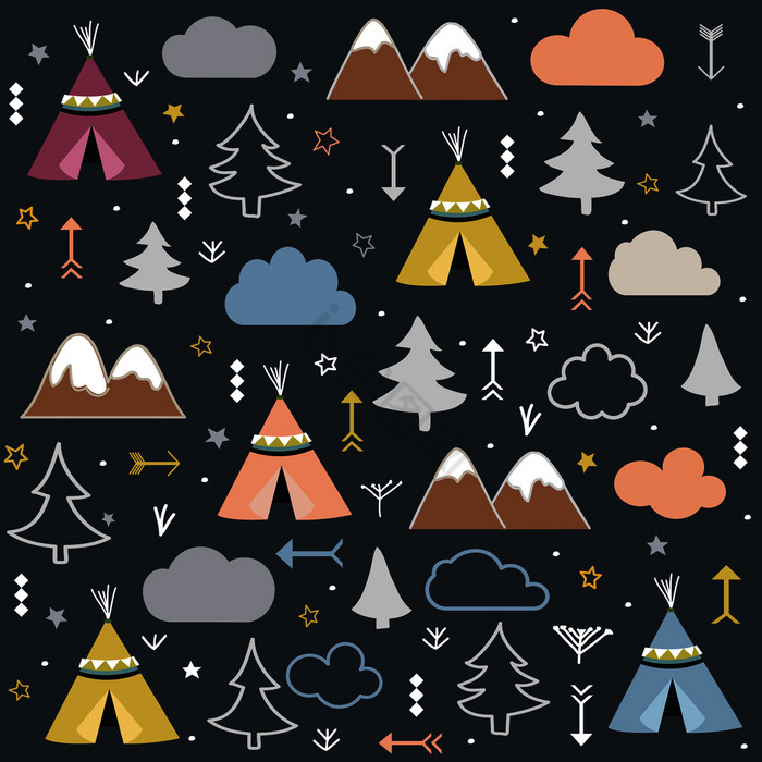 野生免费的圆锥形帐篷树云模式图片