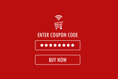 折扣优惠券代码红色的背景网络横幅购物行促销活动数字市场营销业务和技术