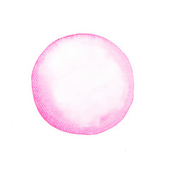 水彩艺术插图背景粉红色的圆形状水彩气喘吁吁设计变形白色纸孤立的白色背景