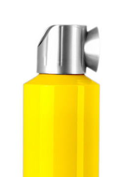 黄色的喷雾瓶孤立的白色背景