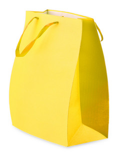 黄色的购物袋孤立的白色背景
