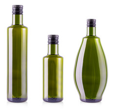 集橄榄石油瓶孤立的白色