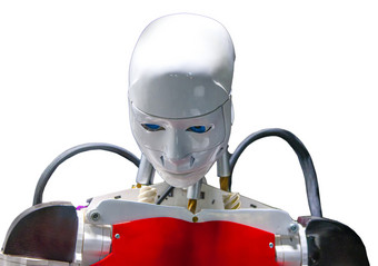 的特写镜头人形机器人头与微型摄像头眼睛特写镜头人形机器人头与微型摄像头眼睛
