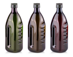 的塑料瓶与橄榄石油白色背景