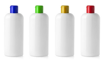 的白色空白塑料瓶孤立的白色背景关闭白色空白塑料瓶孤立的白色背景关闭
