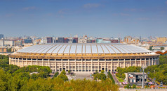 莫斯科俄罗斯jule视图的城市和的卢日尼基体育宫从的观察甲板vorobyovy血淋淋视图的城市和的卢日尼基体育宫