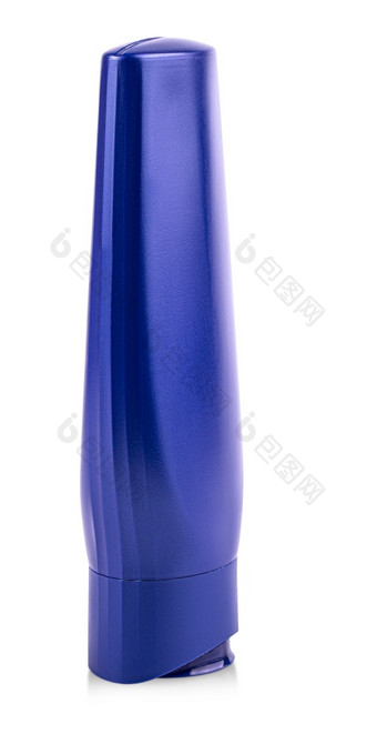 的蓝色的塑料瓶与洗发水卫生化妆品产品孤立的白色背景蓝色的塑料瓶与洗发水卫生化妆品产品孤立的白色背景