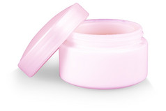 的粉红色的Jar与化妆品奶油孤立的白色背景粉红色的Jar与化妆品奶油孤立的白色背景