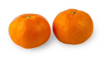 两个成熟的普通话特写镜头白色背景橘子橙色白色背景与剪裁路径两个成熟的普通话特写镜头白色背景