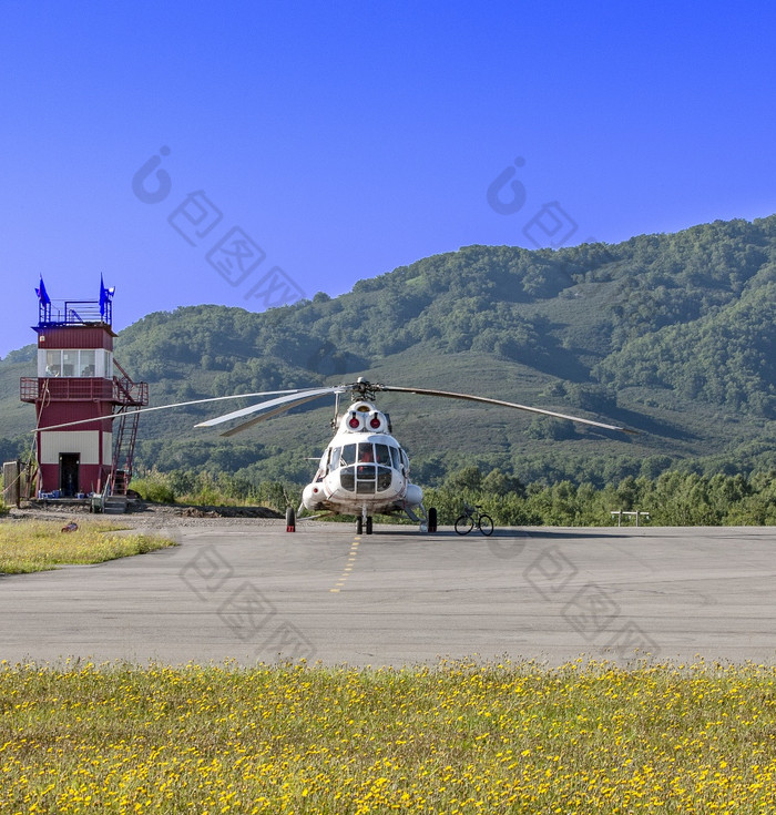 直升机的停机坪堪察加半岛的直升机的停机坪堪察加半岛