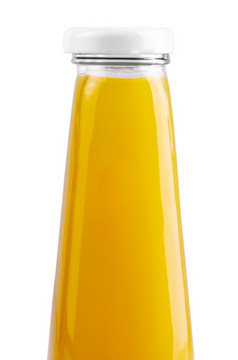 橙色汁玻璃瓶孤立的白色背景的橙色汁玻璃瓶孤立的白色背景