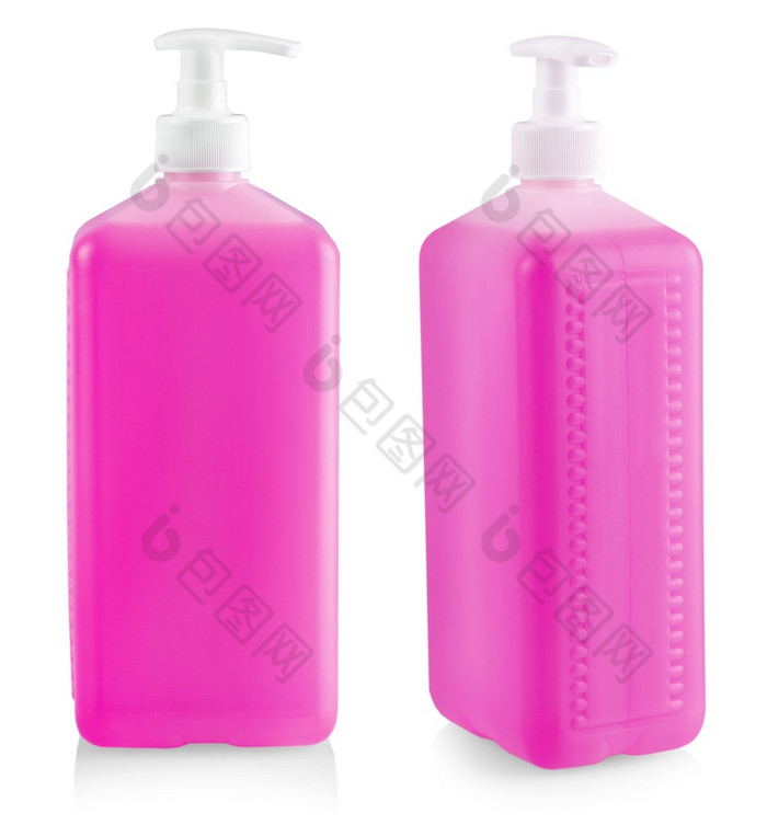 液体容器为过来这里乳液奶油洗发水浴从粉红色的化妆品塑料瓶与白色自动售货机泵的液体容器为过来这里乳液奶油洗发水浴从粉红色的化妆品塑料瓶与白色自动售货机泵