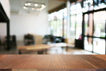空木表格前面模糊咖啡商店餐厅背景图像可以的地方产品