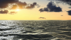 地平线的海日落的大西洋