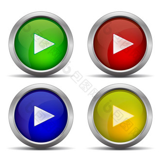 玩颜色光滑的网络按钮美丽的互联网按钮集绿色黄色的红色的蓝色的