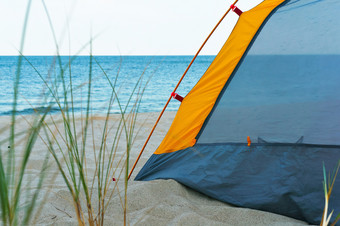 黄色的<strong>帐篷</strong>的海滩旅游野营的沙子的海旅游野营的沙子的海黄色的<strong>帐篷</strong>的海滩