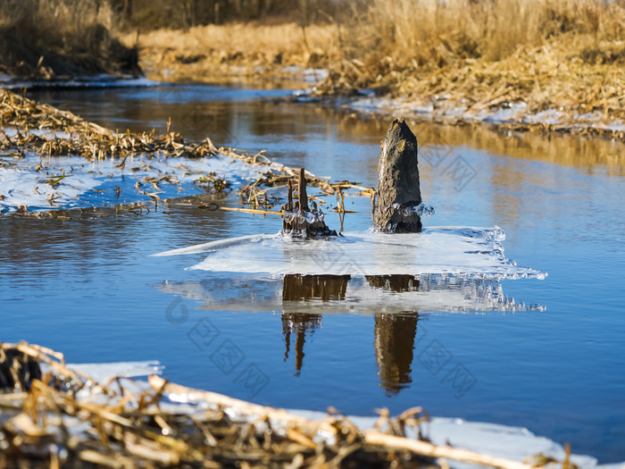 融化了冰的河的池塘发布从的冰的池塘发布从的冰