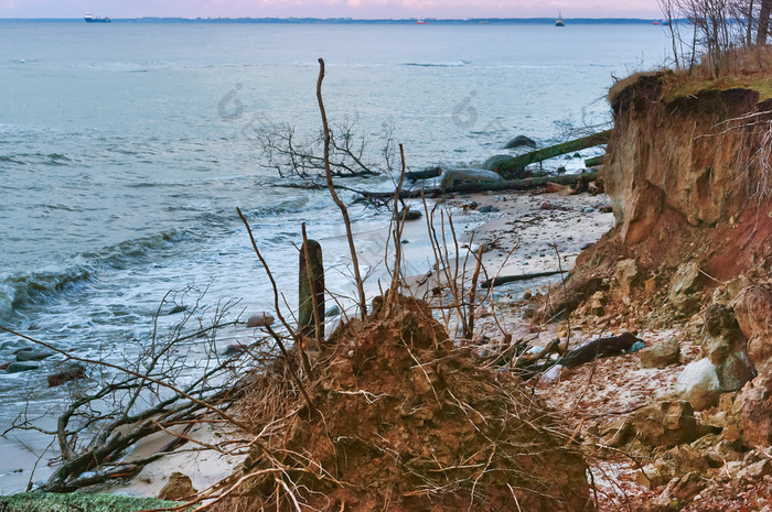 陡峭的海海岸杂草丛生的海岸波罗的海海海岸波罗的海海海岸陡峭的海海岸杂草丛生的海岸