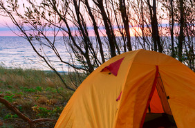 旅游帐篷的海滩帐篷日落的海帐篷日落的海旅