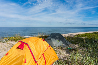 野营的海海岸线<strong>旅游</strong>帐篷的波罗的海海海岸<strong>旅游</strong>帐篷的波罗的海海海岸野营的海海岸线