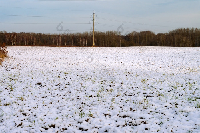 雪耕种场春天和融化雪早期春天的字段雪耕种场早期春天的字段春天和融化雪