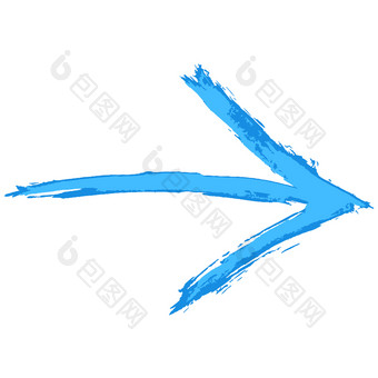 箭头标志手画刷中风使用所有你的设计蓝色的箭头标志画油漆一笔墨水草图画创建手工制作的技术快速和容易recolorable形状向量插图图形元素