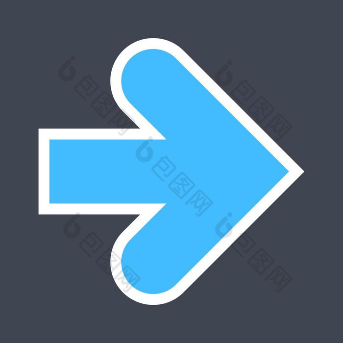 箭头标志创建贴纸图标与白色大纲蓝色的导航象征设计平风格的设计图形元素保存向量插图的每股收益文件格式