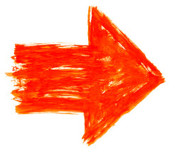 红色的箭头标志有画水彩油漆刷中风和有画眉山庄水彩画纹理墨水草图画创建手工制作的技术彩色的轮廓象征孤立的白色背景