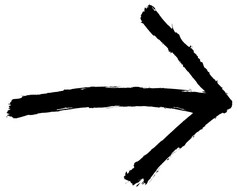 黑色的箭头标志有画水彩油漆刷中风和有画眉山庄水彩画纹理墨水草图画创建手工制作的技术黑暗轮廓象征孤立的白色背景
