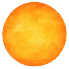 橙色空圆水彩形状与油漆纹理孤立的白色背景摘要空白轮形式水瓶座背景创建手工制作的技术