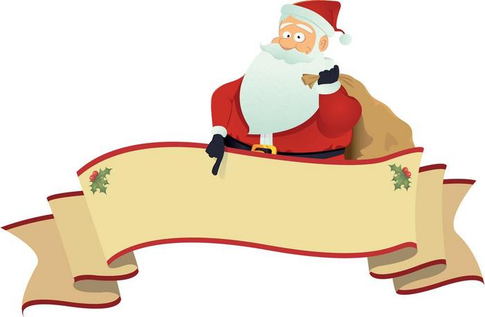 插图圣诞老人指出圣诞节滚动横幅圣诞老人rsquo滚动横幅