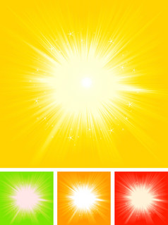 插图集合四个摘要夏天闪亮的的亮光为夏天假期夏天太阳的亮光