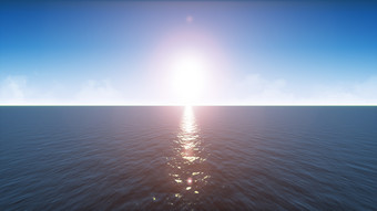 插图夏天海洋景观与水波纹理和闪亮的太阳美丽的海洋背景场景