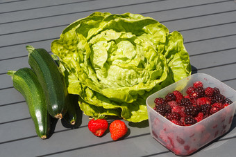 水果和蔬菜后收获蔬菜花园在夏天