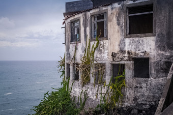 老被遗弃的建筑的海植物的建筑老被遗弃的建筑的海植物的建筑