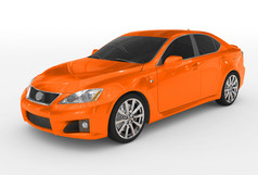 车孤立的白色橙色油漆有色玻璃左前一边视图呈现车孤立的白色橙色油漆有色玻璃左前