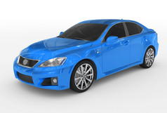 车孤立的白色蓝色的油漆有色玻璃左前一边视图呈现车孤立的白色蓝色的油漆有色玻璃左前