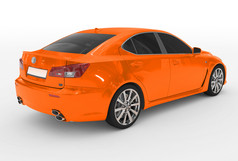 车孤立的白色橙色油漆有色玻璃区段车孤立的白色橙色油漆有色玻璃区段一边视图呈现