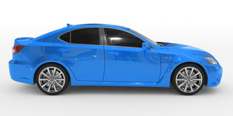 车孤立的白色蓝色的油漆有色玻璃正确的一边车孤立的白色蓝色的油漆有色玻璃正确的一边视图呈现