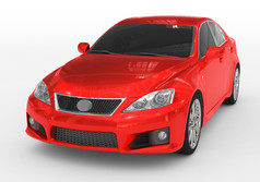 车孤立的白色红色的油漆有色玻璃左前一边视图呈现