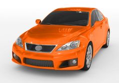 车孤立的白色橙色油漆有色玻璃左前一边视图呈现